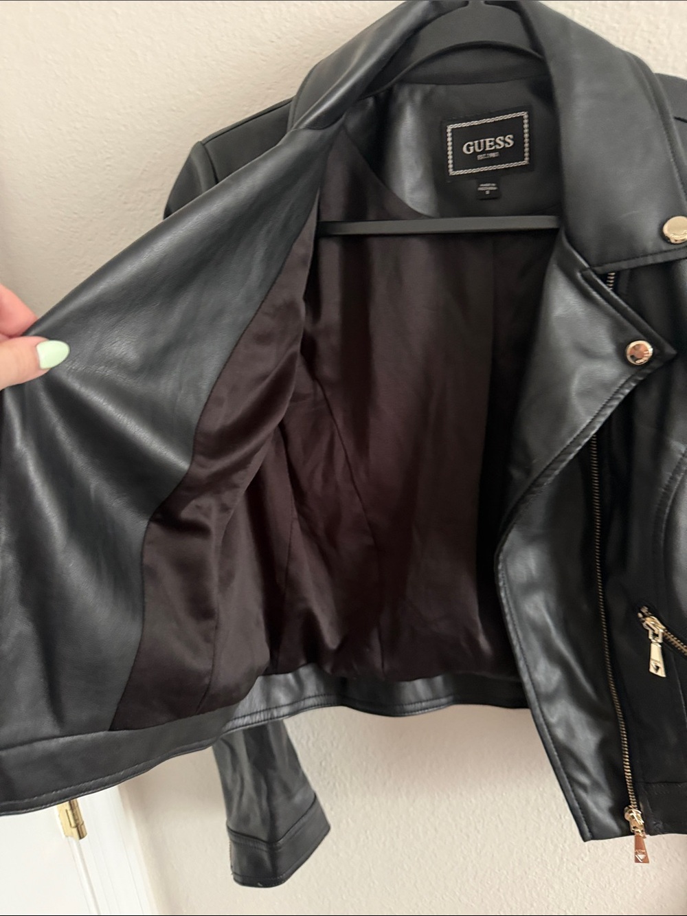 Guess Black Faux Leather Moto Jacket - Picture 6 of 9